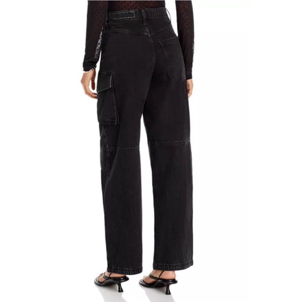 Rag & Bone Nora Cargo High Rise Straight Jeans in Roya Black Size 23 - Picture 2 of 10